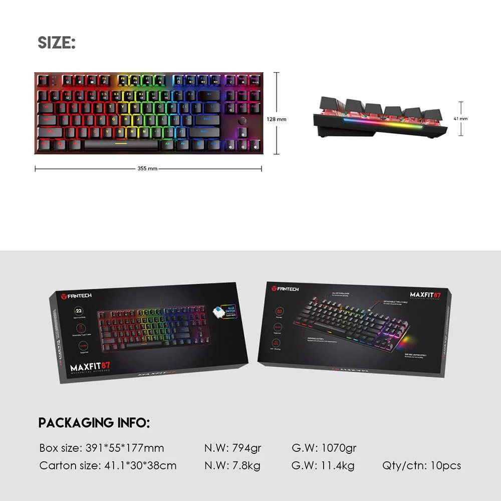 FANTECH MAXFIT87 MK856 RGB MECHANICAL KEYBOARD BLACK FANTECH MAXFIT87 MK856 RGB MECHANICAL KEYBOARD BLACK